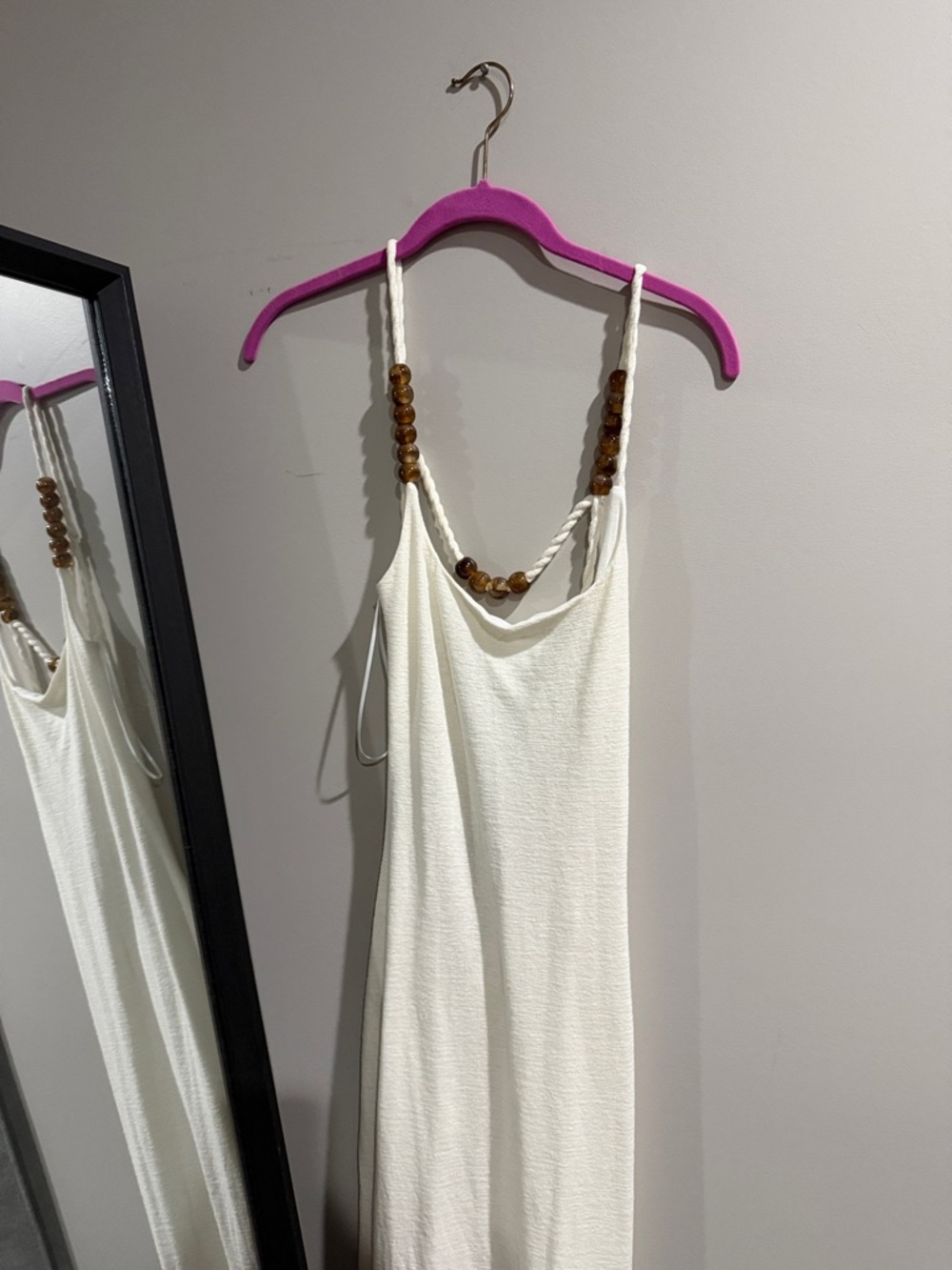 JLUXLABEL White Backless Maxi Dress with Beaded Straps